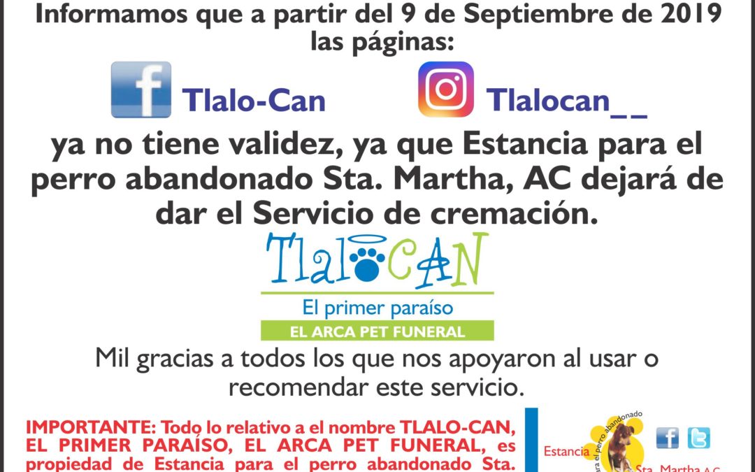 AVISO: CIERRE TLALO-CAN